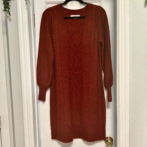 LOFT Rust Cable Knit Sweater Dress – Size Small, Worn Once
